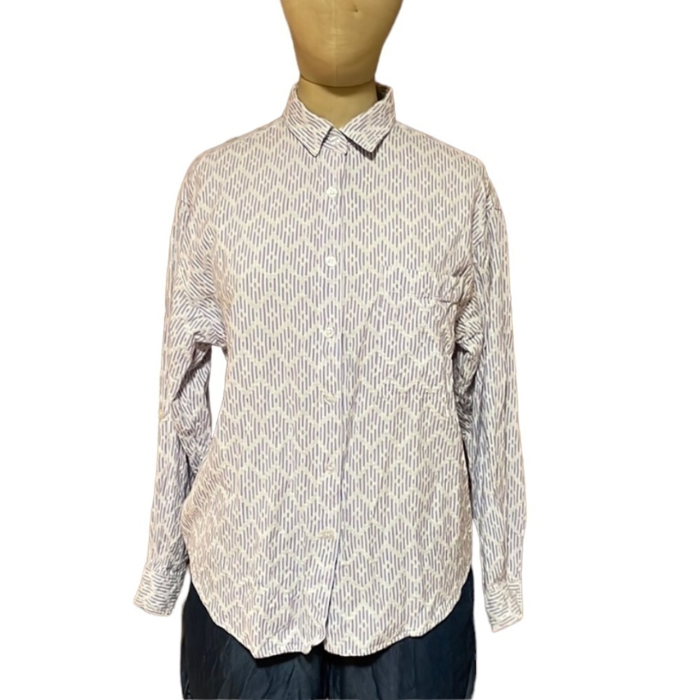 VTG Gitano Western Shirt SM Purple 90s Geo Rodeo Button Top Cotton Brush